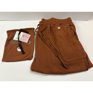 Hello Mello Lounge Joggers pants Womens Size XL Large with pouch Coffee theme